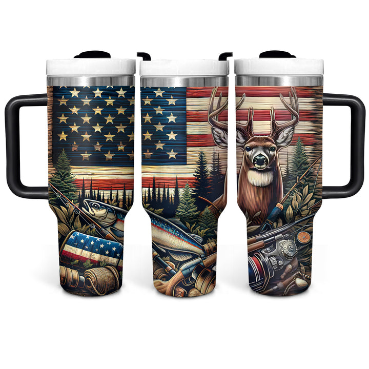 American Fishing and Deer - Tumbler with Handle - NCU0DK028