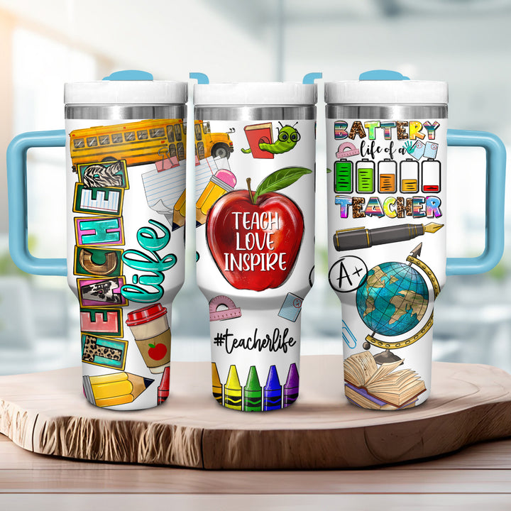Teacher Life - Tumbler with Handle - NCU0TT023