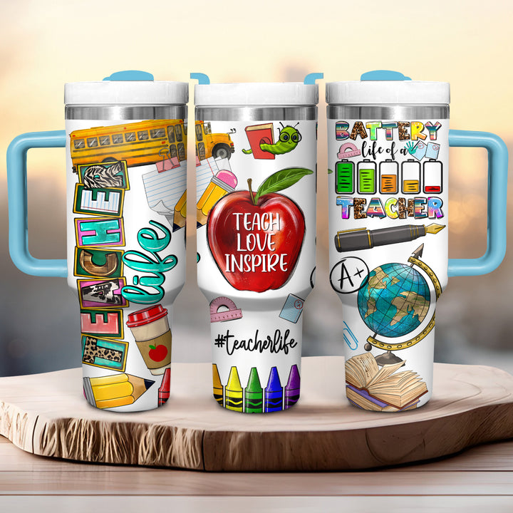 Teacher Life - Tumbler with Handle - NCU0TT023