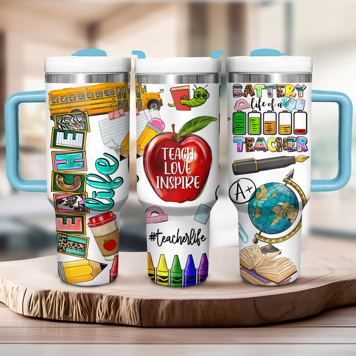 Teacher Life - Tumbler with Handle - NCU0TT023