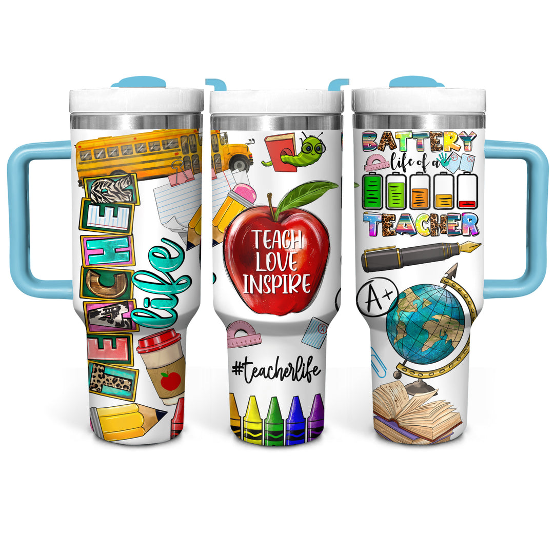 Teacher Life - Tumbler with Handle - NCU0TT023