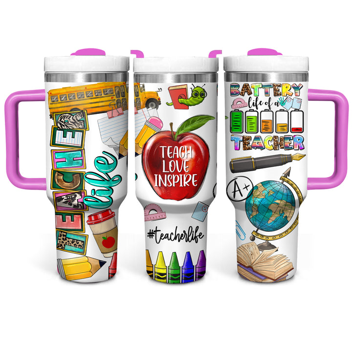 Teacher Life - Tumbler with Handle - NCU0TT023
