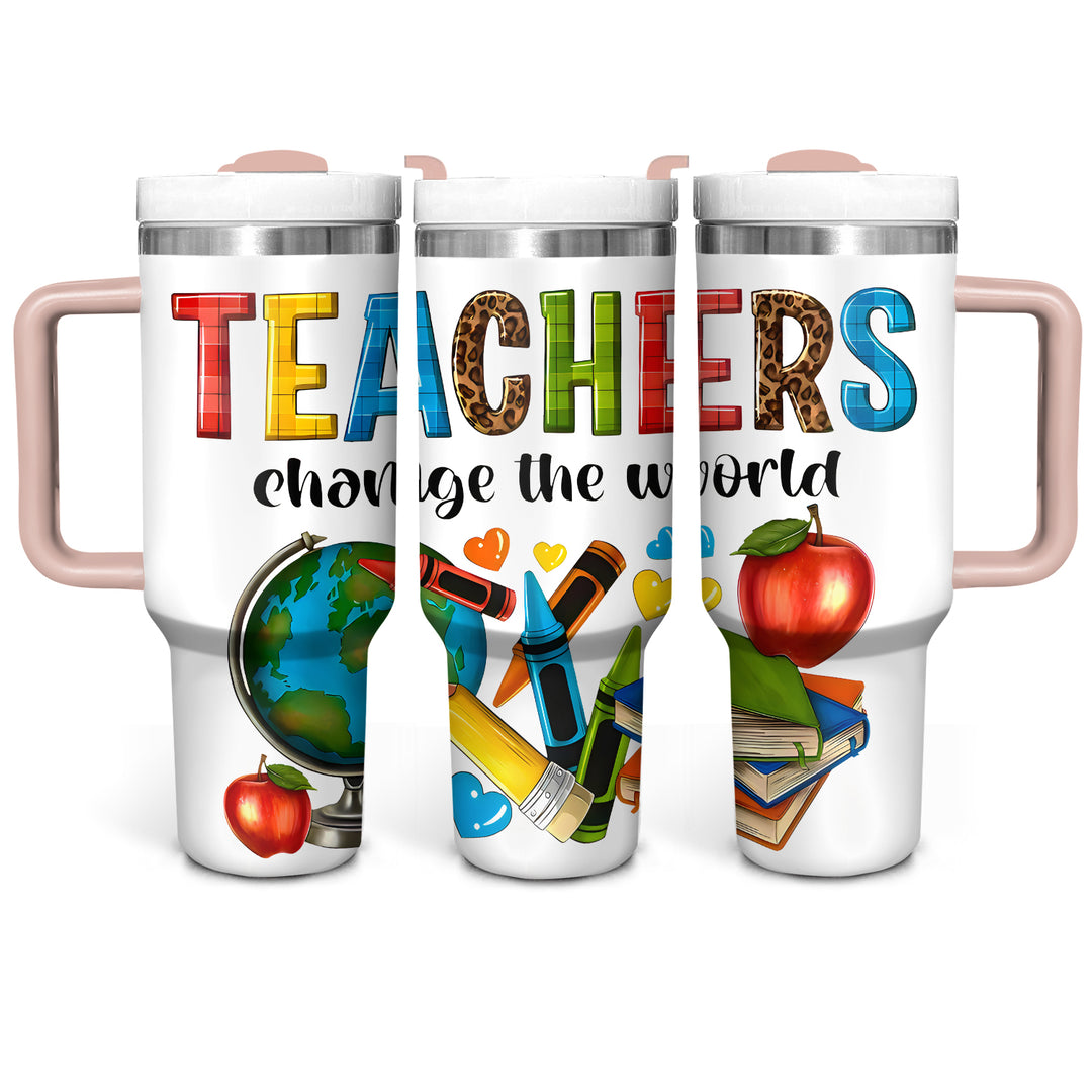 Teachers change the world - Tumbler with Handle - Gift for Teacher - NCU0DK027