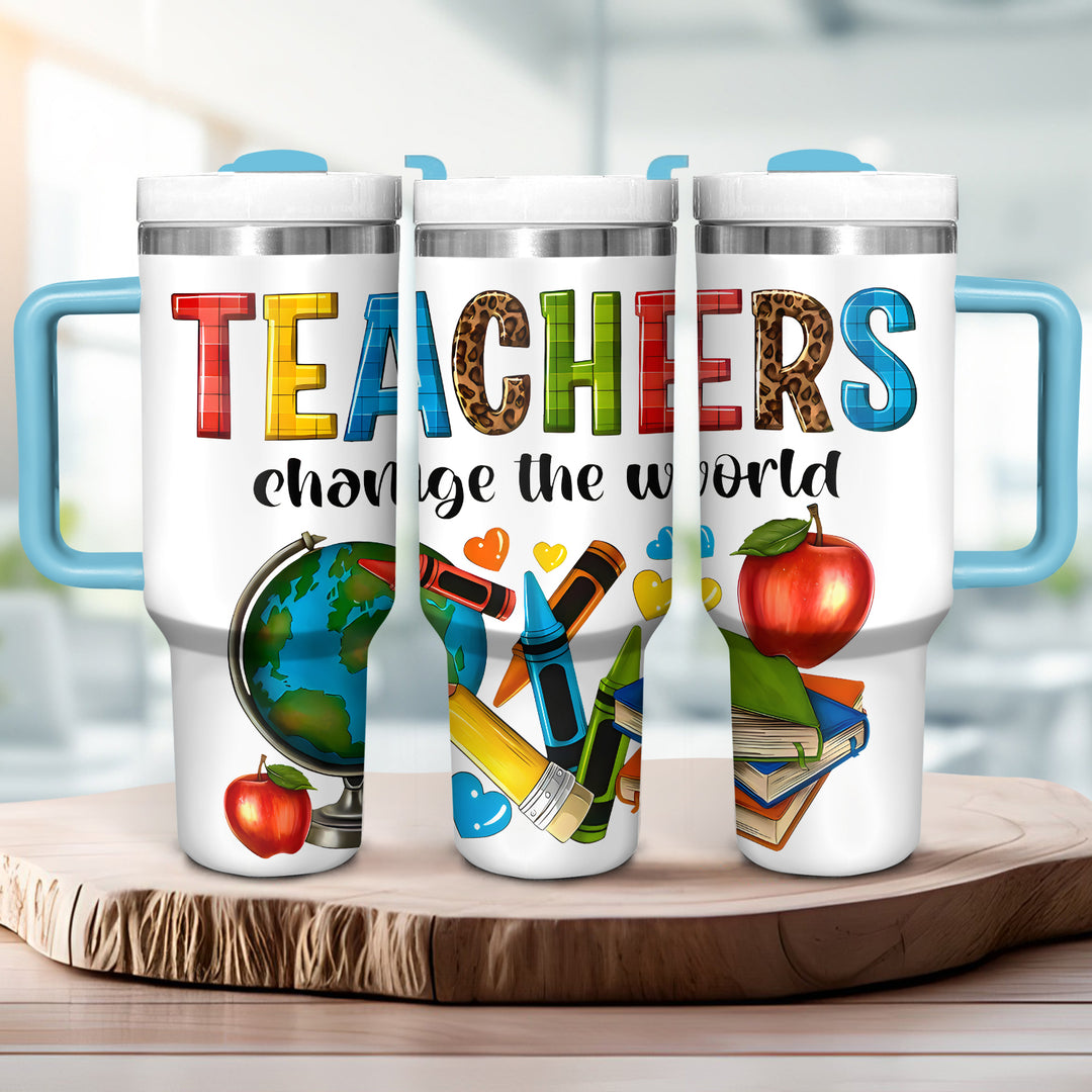 Teachers change the world - Tumbler with Handle - Gift for Teacher - NCU0DK027