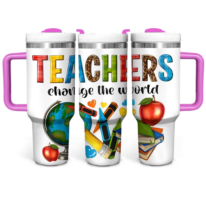 Teachers change the world - Tumbler with Handle - Gift for Teacher - NCU0DK027