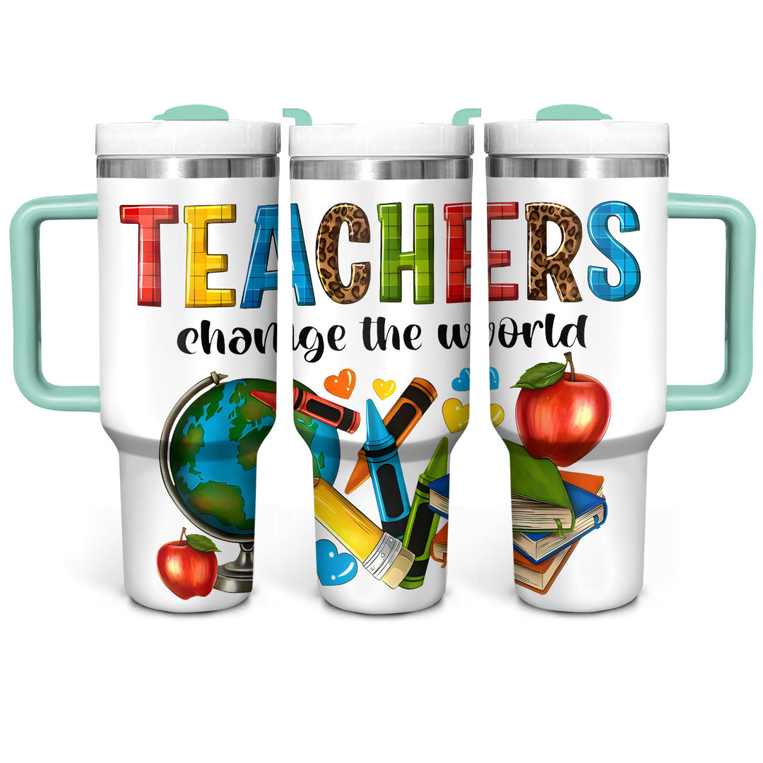 Teachers change the world - Tumbler with Handle - Gift for Teacher - NCU0DK027