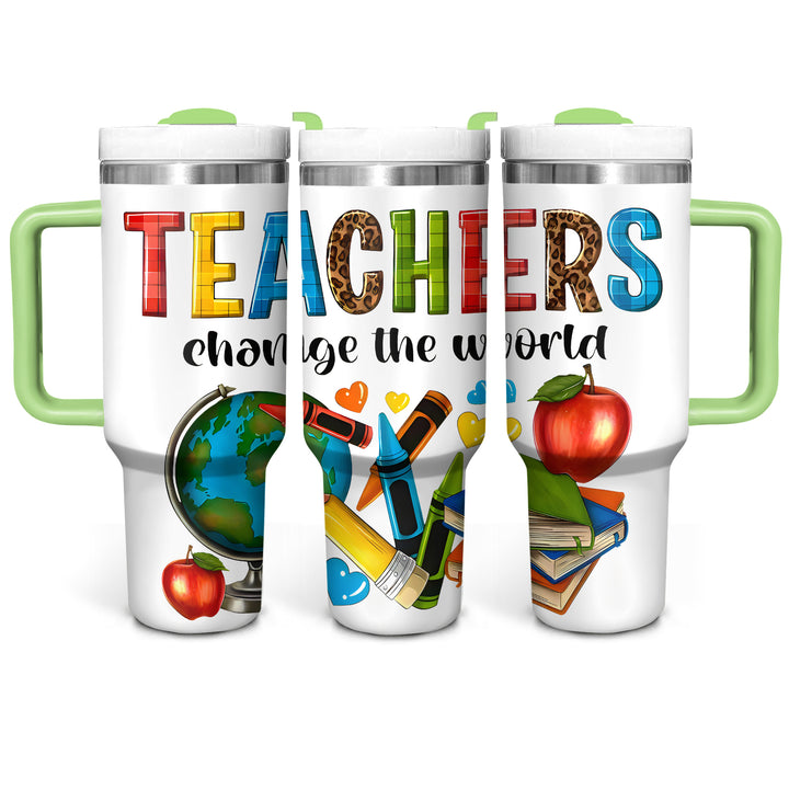 Teachers change the world - Tumbler with Handle - Gift for Teacher - NCU0DK027