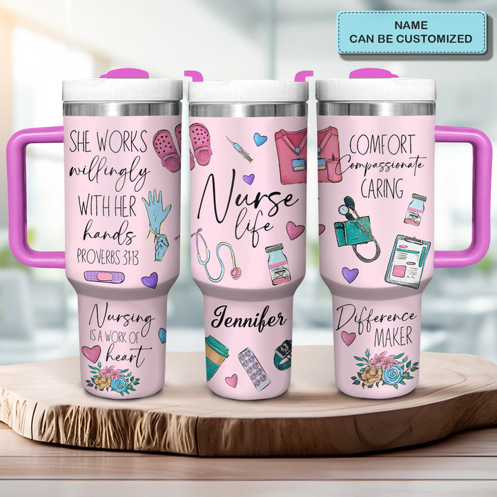 Nurse Life - Personalized Tumbler With Handle - Gift for Nurse NCU0PT32