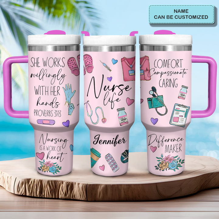 Nurse Life - Personalized Tumbler With Handle - Gift for Nurse NCU0PT32