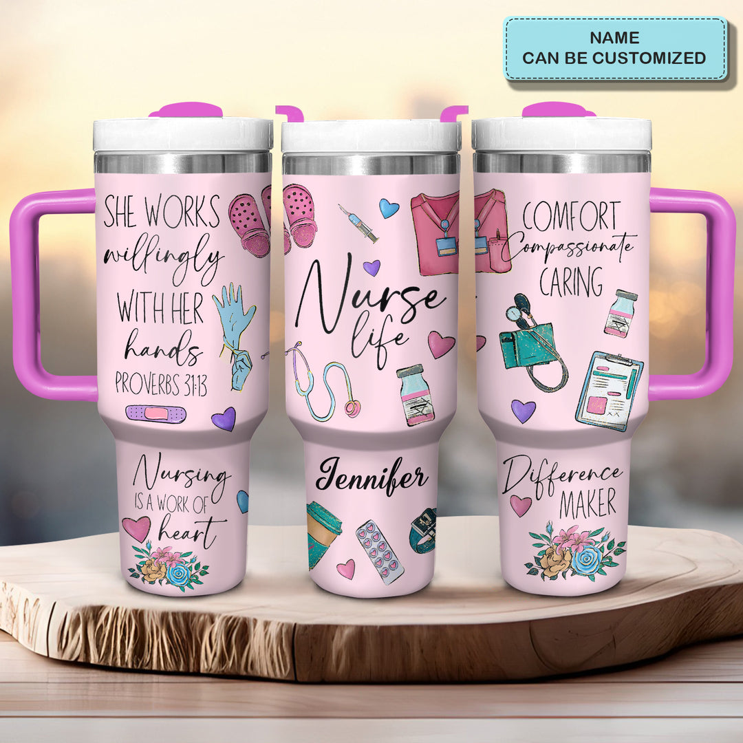 Nurse Life - Personalized Tumbler With Handle - Gift for Nurse NCU0PT32