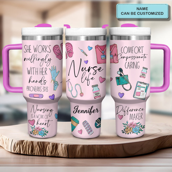 Nurse Life - Personalized Tumbler With Handle - Gift for Nurse NCU0PT32