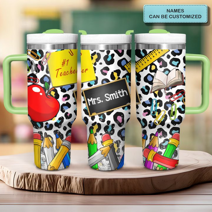 Back to School - Personalized Tumbler With Handle - Gift for Teacher NCU0PT31