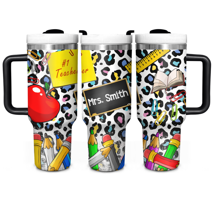 Back to School - Personalized Tumbler With Handle - Gift for Teacher NCU0PT31