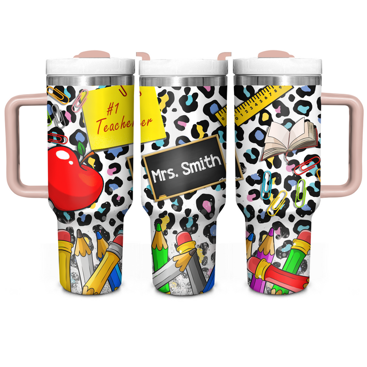 Back to School - Personalized Tumbler With Handle - Gift for Teacher NCU0PT31