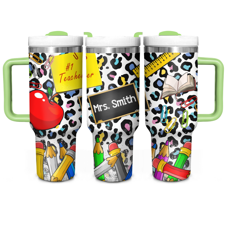 Back to School - Personalized Tumbler With Handle - Gift for Teacher NCU0PT31