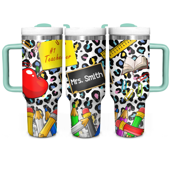 Back to School - Personalized Tumbler With Handle - Gift for Teacher NCU0PT31