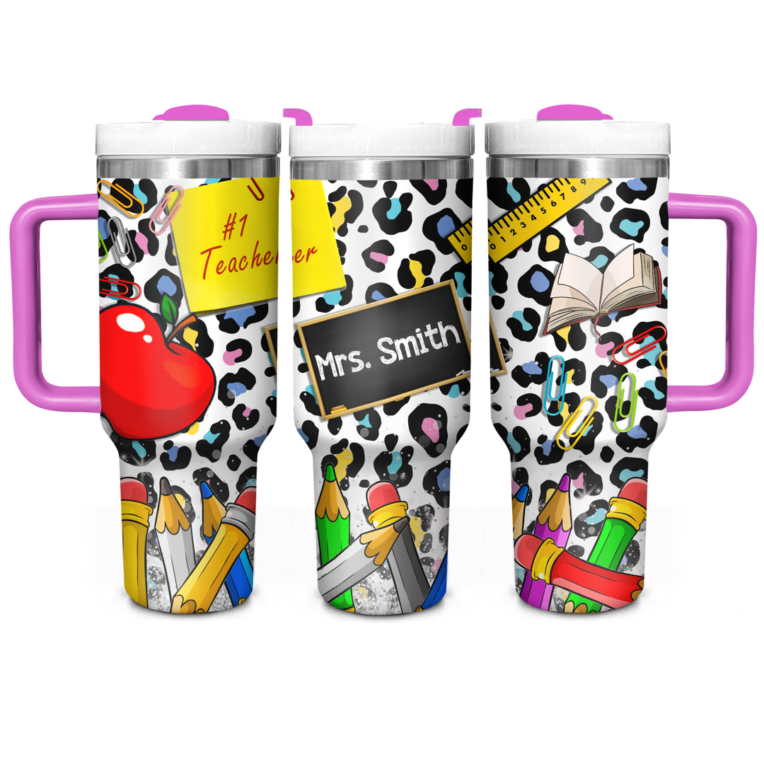 Back to School - Personalized Tumbler With Handle - Gift for Teacher NCU0PT31