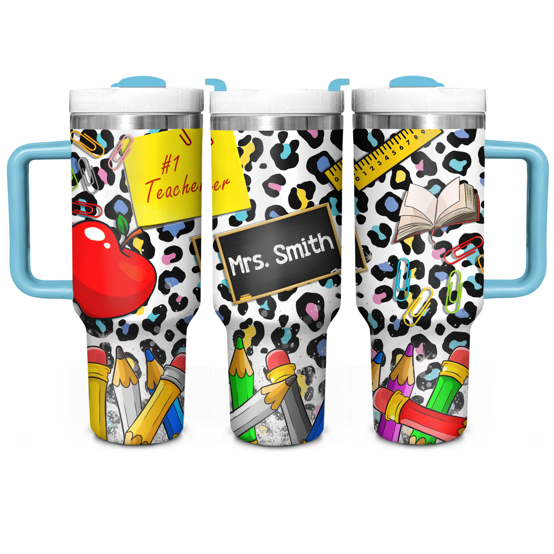 Back to School - Personalized Tumbler With Handle - Gift for Teacher NCU0PT31
