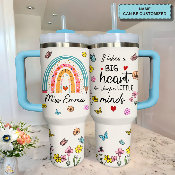 Little Minds, Big Hearts - Personalized Tumbler With Handle - Gift for Teacher NCU0PT33