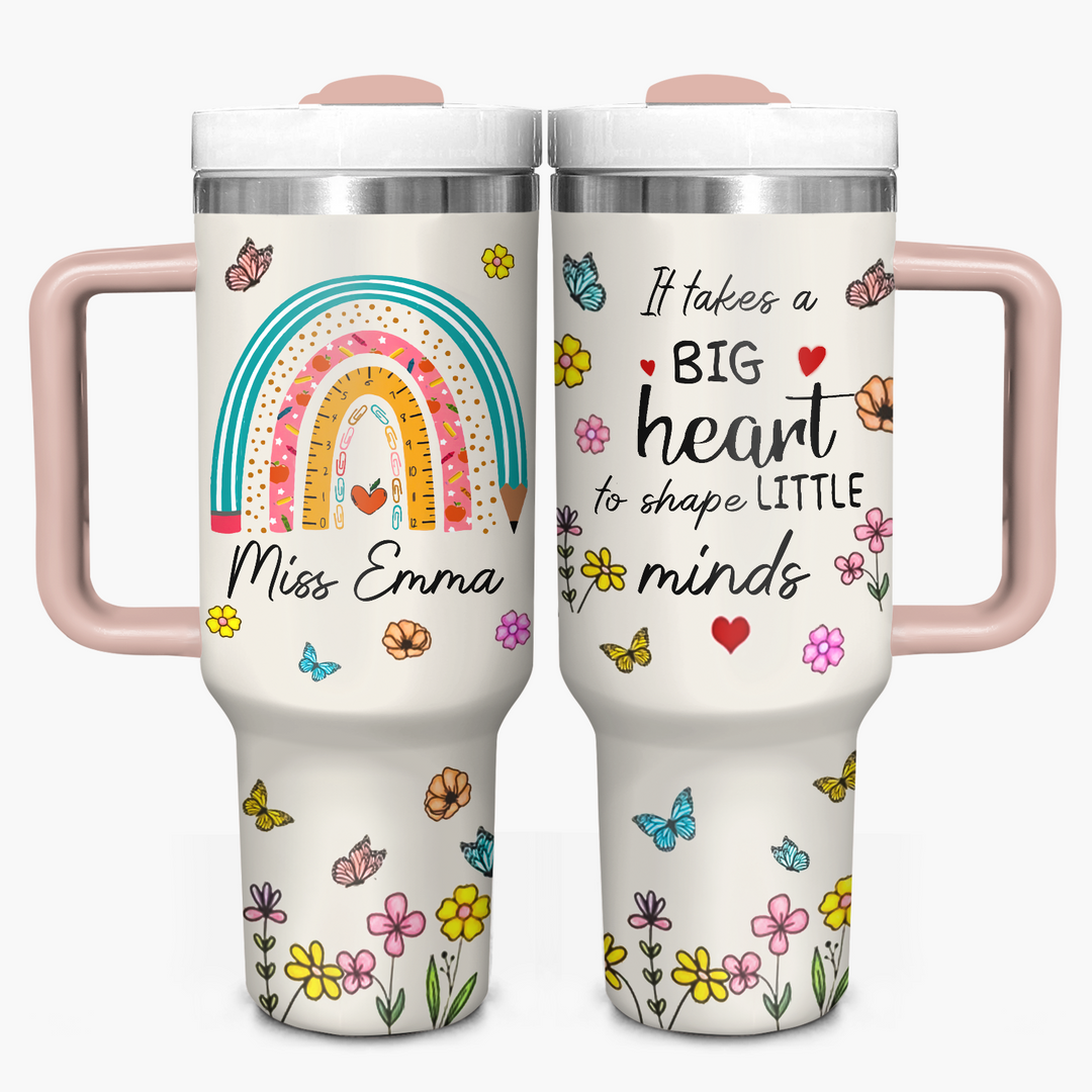 Little Minds, Big Hearts - Personalized Tumbler With Handle - Gift for Teacher NCU0PT33