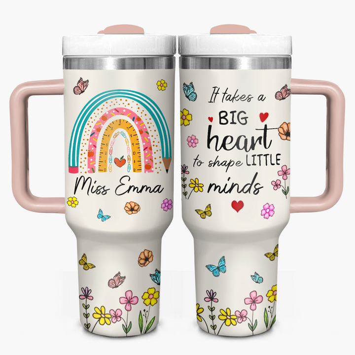 Little Minds, Big Hearts - Personalized Tumbler With Handle - Gift for Teacher NCU0PT33
