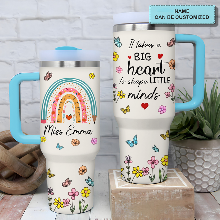 Little Minds, Big Hearts - Personalized Tumbler With Handle - Gift for Teacher NCU0PT33