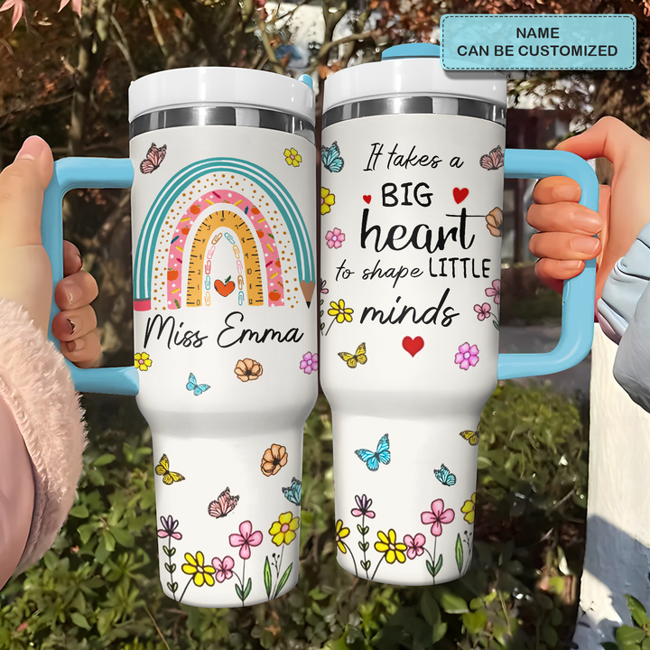 Little Minds, Big Hearts - Personalized Tumbler With Handle - Gift for Teacher NCU0PT33