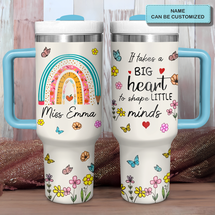 Little Minds, Big Hearts - Personalized Tumbler With Handle - Gift for Teacher NCU0PT33