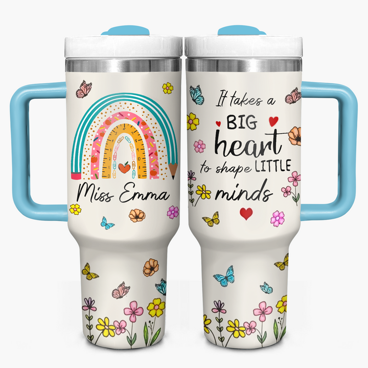 Little Minds, Big Hearts - Personalized Tumbler With Handle - Gift for Teacher NCU0PT33