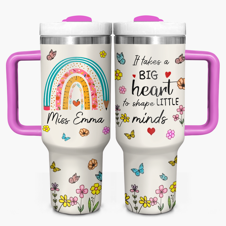 Little Minds, Big Hearts - Personalized Tumbler With Handle - Gift for Teacher NCU0PT33
