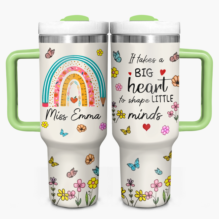 Little Minds, Big Hearts - Personalized Tumbler With Handle - Gift for Teacher NCU0PT33