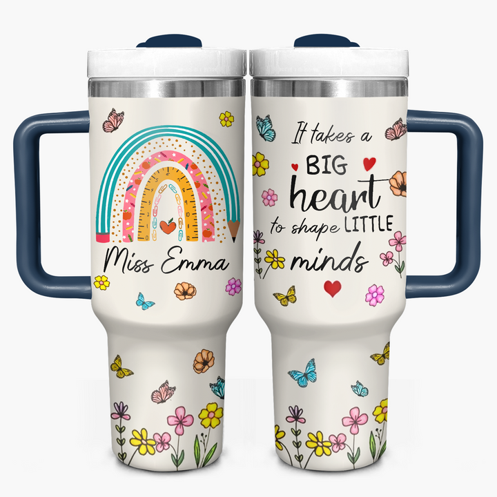 Little Minds, Big Hearts - Personalized Tumbler With Handle - Gift for Teacher NCU0PT33