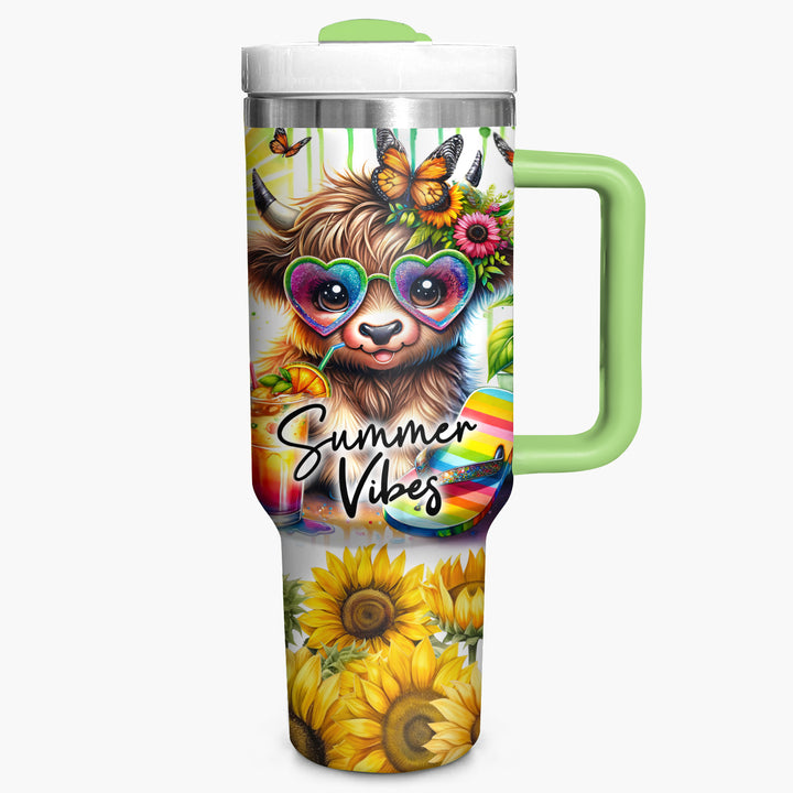 Summer Vibes Highland Cows - Tumbler with Handle - Gift For Highland Cows Lovers - NCU0DV056
