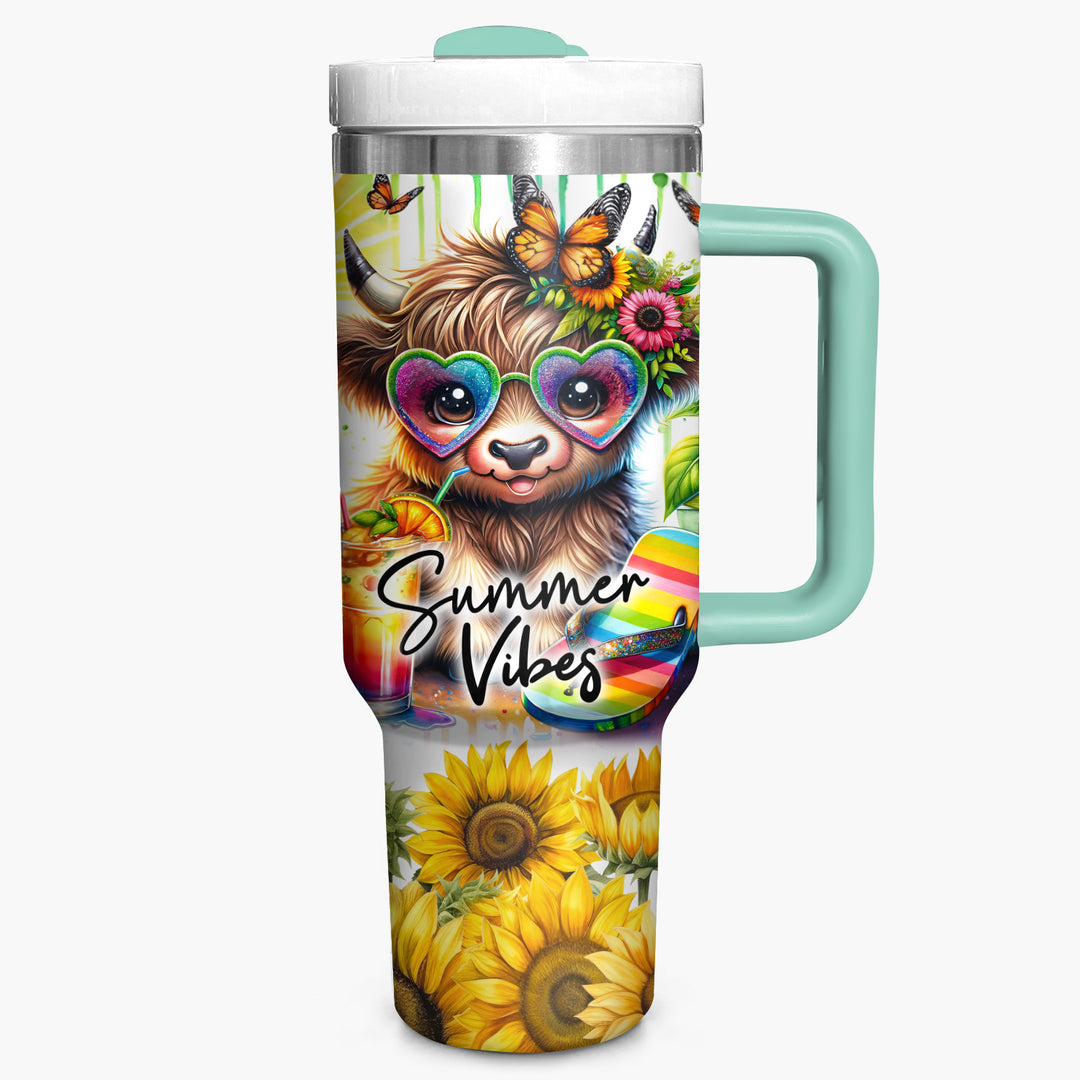 Summer Vibes Highland Cows - Tumbler with Handle - Gift For Highland Cows Lovers - NCU0DV056