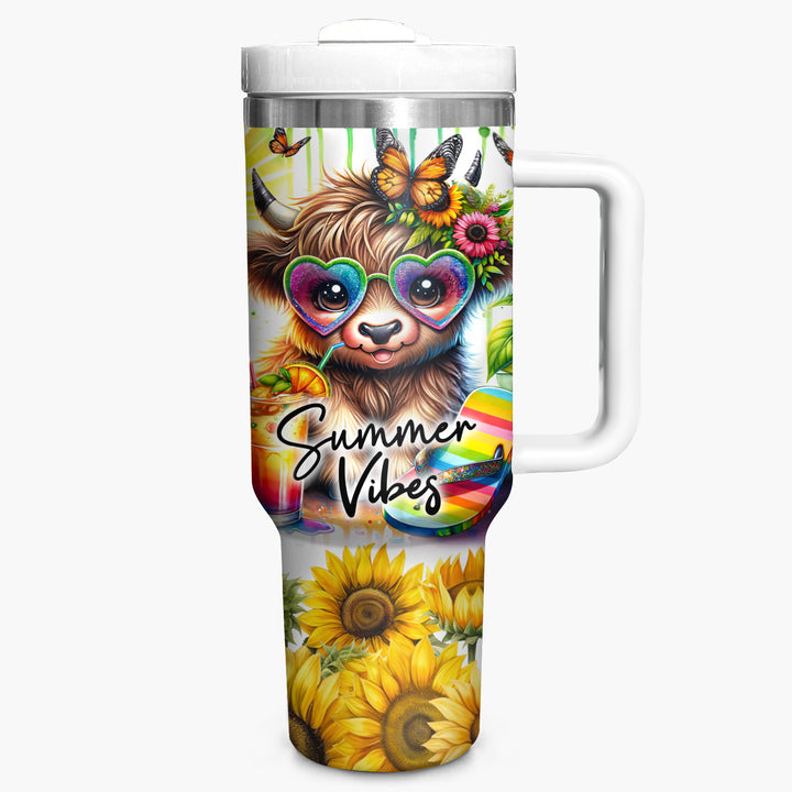 Summer Vibes Highland Cows - Tumbler with Handle - Gift For Highland Cows Lovers - NCU0DV056