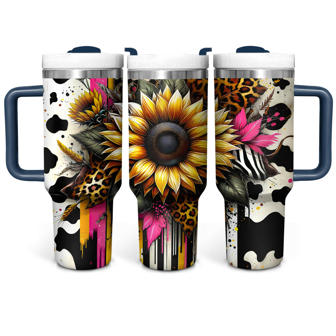 Leopard Sunflower - Tumbler with Handle - Gift For Sunflowers Lovers - NCU0DV065
