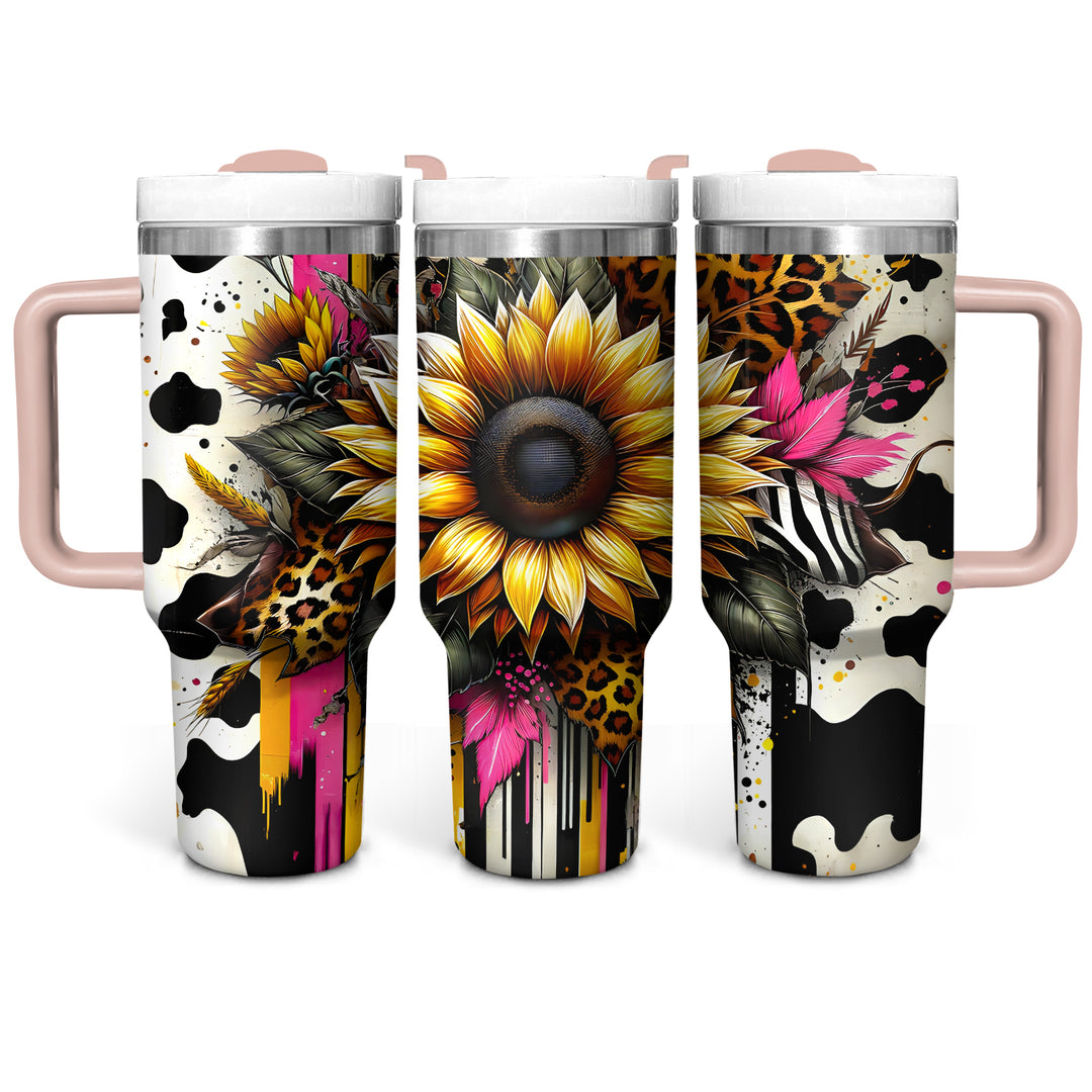 Leopard Sunflower - Tumbler with Handle - Gift For Sunflowers Lovers - NCU0DV065