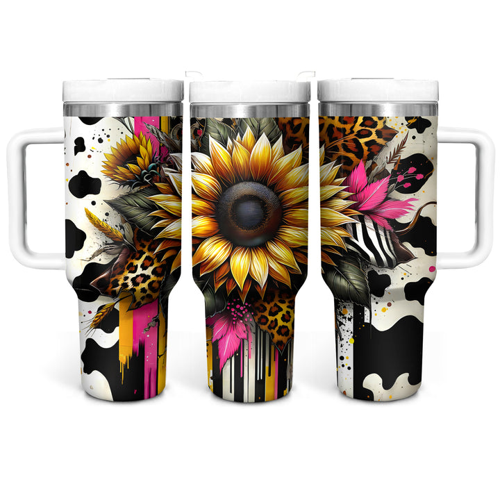 Leopard Sunflower - Tumbler with Handle - Gift For Sunflowers Lovers - NCU0DV065