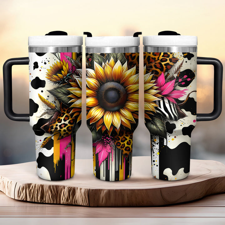 Leopard Sunflower - Tumbler with Handle - Gift For Sunflowers Lovers - NCU0DV065