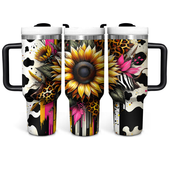 Leopard Sunflower - Tumbler with Handle - Gift For Sunflowers Lovers - NCU0DV065
