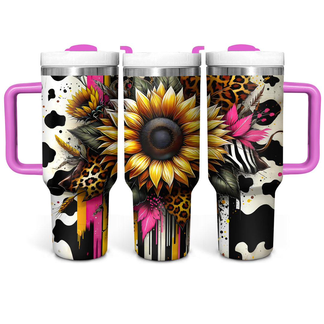Leopard Sunflower - Tumbler with Handle - Gift For Sunflowers Lovers - NCU0DV065