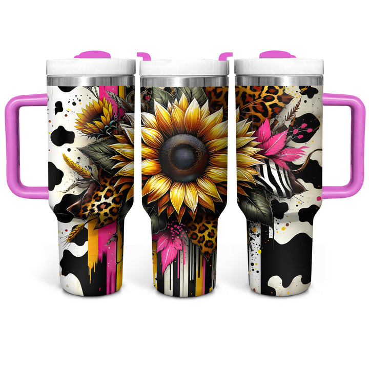 Leopard Sunflower - Tumbler with Handle - Gift For Sunflowers Lovers - NCU0DV065