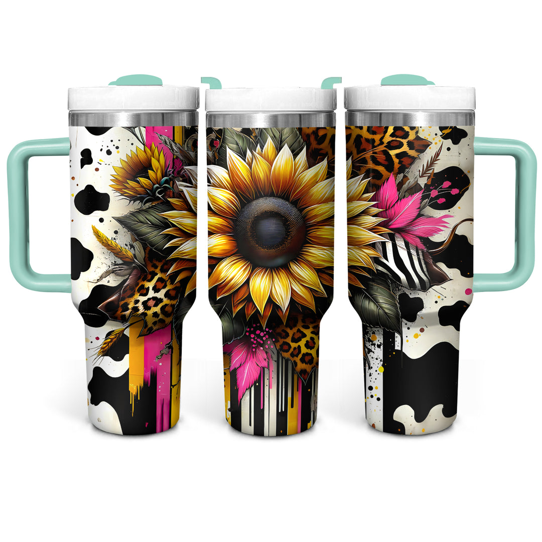 Leopard Sunflower - Tumbler with Handle - Gift For Sunflowers Lovers - NCU0DV065