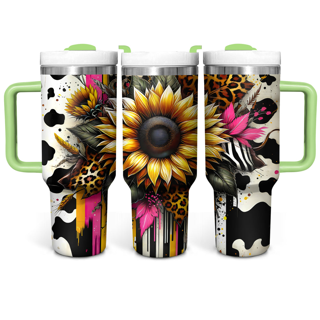 Leopard Sunflower - Tumbler with Handle - Gift For Sunflowers Lovers - NCU0DV065