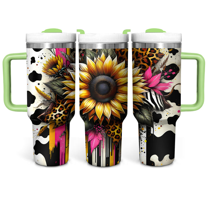 Leopard Sunflower - Tumbler with Handle - Gift For Sunflowers Lovers - NCU0DV065