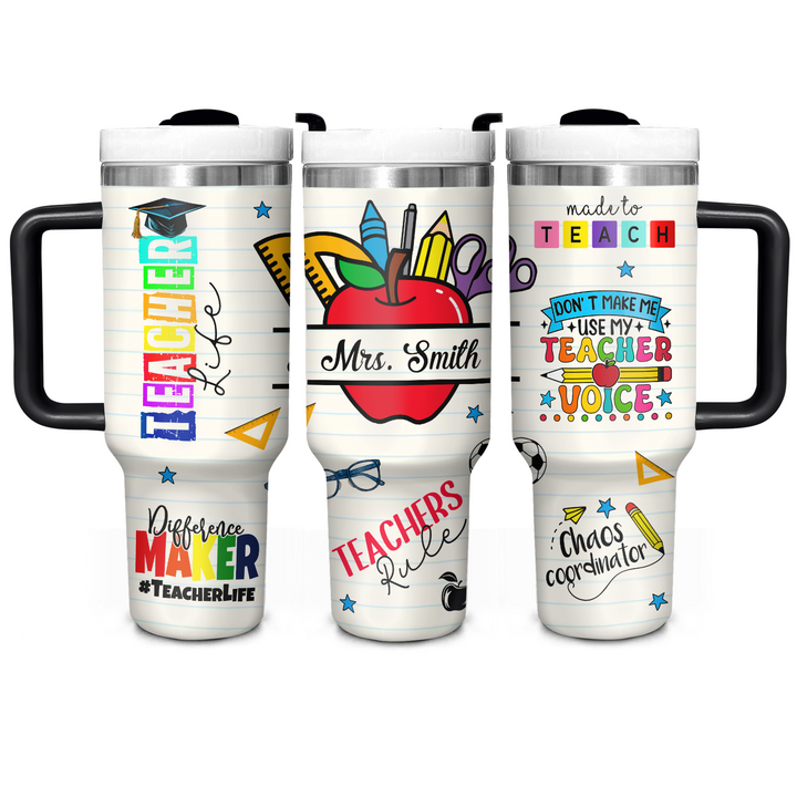 Teacher Life - Personalized Tumbler With Handle - Gift for Teacher NCU0PT038