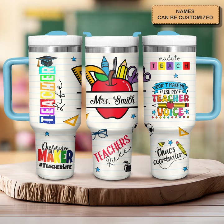 Teacher Life - Personalized Tumbler With Handle - Gift for Teacher NCU0PT038