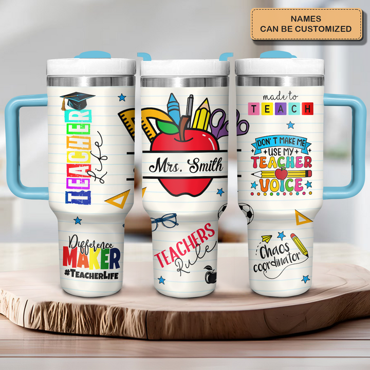 Teacher Life - Personalized Tumbler With Handle - Gift for Teacher NCU0PT038