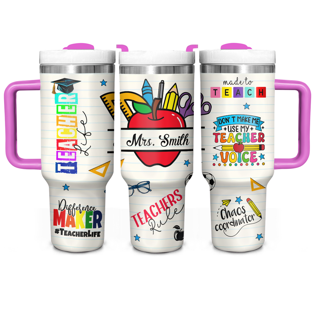 Teacher Life - Personalized Tumbler With Handle - Gift for Teacher NCU0PT038