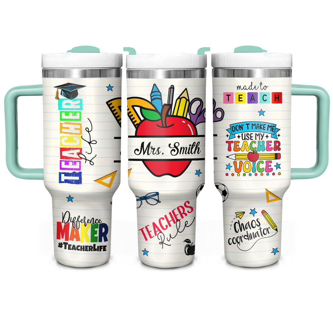 Teacher Life - Personalized Tumbler With Handle - Gift for Teacher NCU0PT038